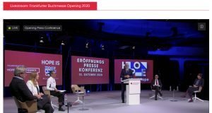 Frankfurt Book Fair Special Edition opens The opening event of the Frankfurt Book Fair Special Edition 2020 Screenshot IPP