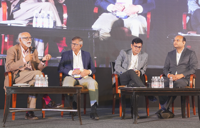 (L-R) Packaging South Asia editor Naresh Khanna; Sanjeev Sharma, regional head of the holography business at UFlex; Girijesh Srivastava, global supply chain manager at Sun Pharmaceutical Industries; and Raman Sharma, IT head, Fasiculus. Photo PSA authentication