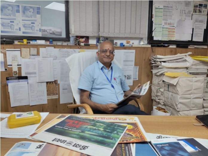 Dr VS Narayanan senior general manager, technical of Tamil daily Dinamalar in his office in Chennai